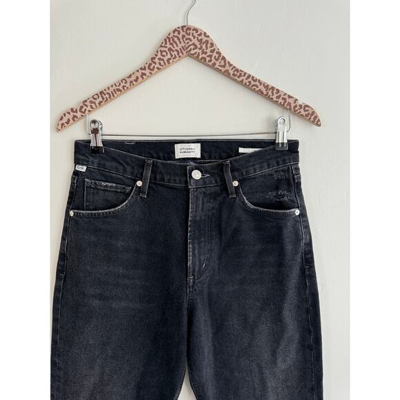 CITIZENS OF HUMANITY Marlee Black Relaxed Taper Jeans in The Cliffs Size 26 - Picture 5 of 10